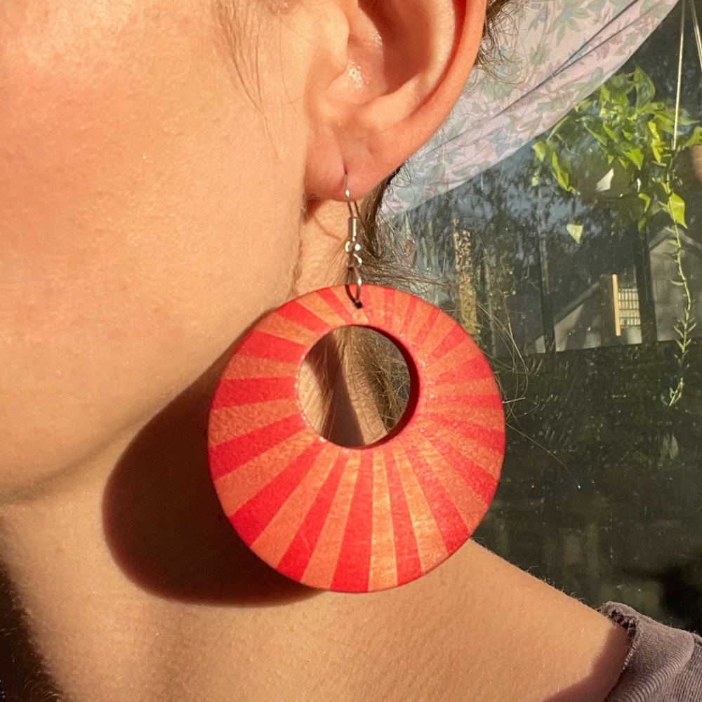 Painted Wood Earrings